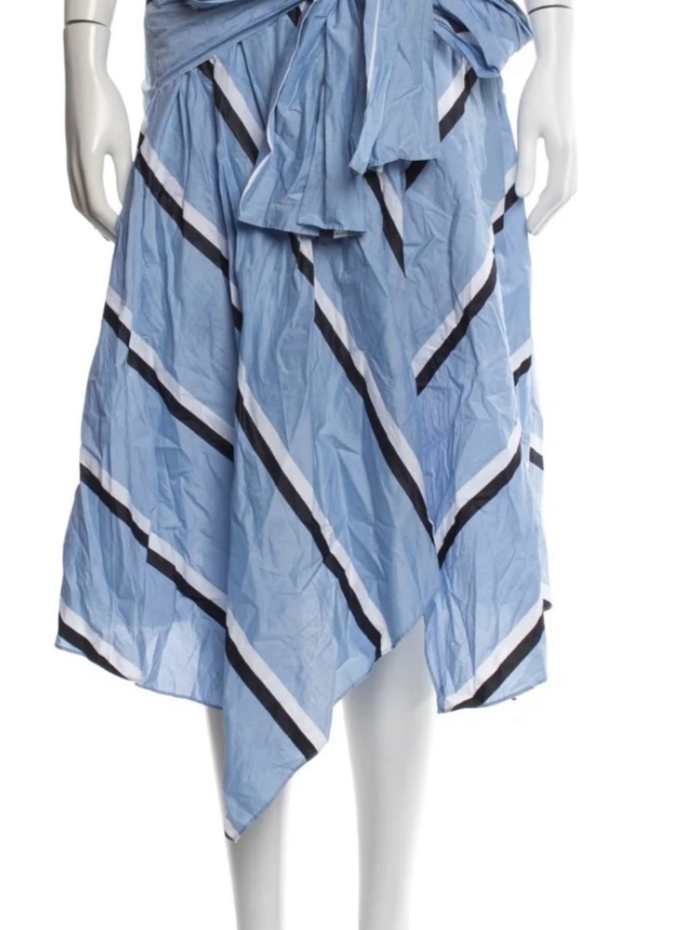 Tanya Taylor Blue Striped Asymmetrical Handkerchief Hem Skirt